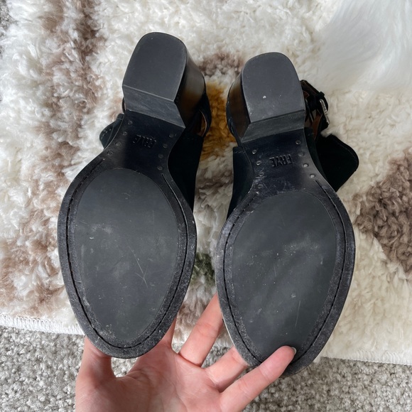 Frye dani shield slingback sandal heel open toe ankle strap suede leather 8.5 - Picture 4 of 10